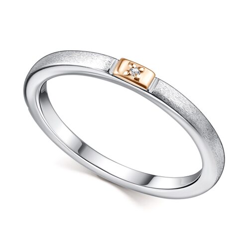 Кольцо с бриллиантом и золотой вставкой из серебра 925 пробы