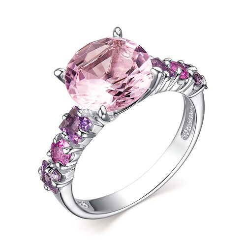 Кольцо с ювелирным кристаллом и фианитами из серебра 925 пробы