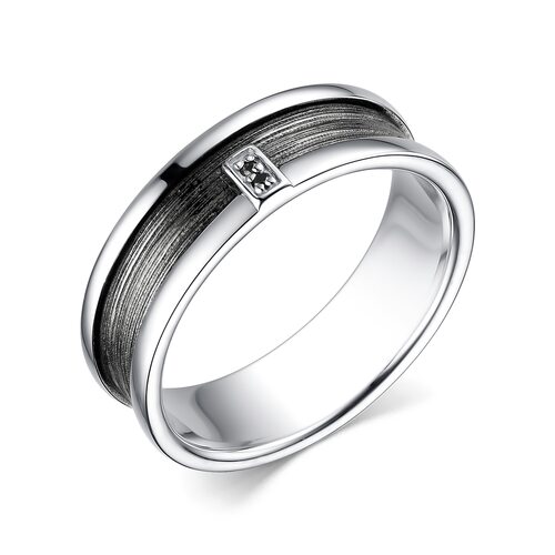 Кольцо с черными бриллиантами из серебра 925 пробы