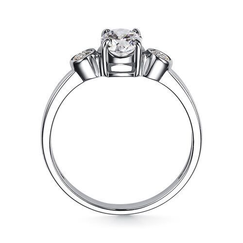 Кольцо с горным хрусталем и фианитами из серебра 925 пробы