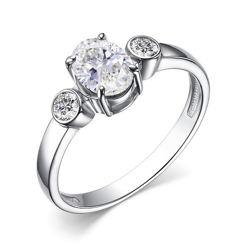 Кольцо с горным хрусталем и фианитами из серебра 925 пробы