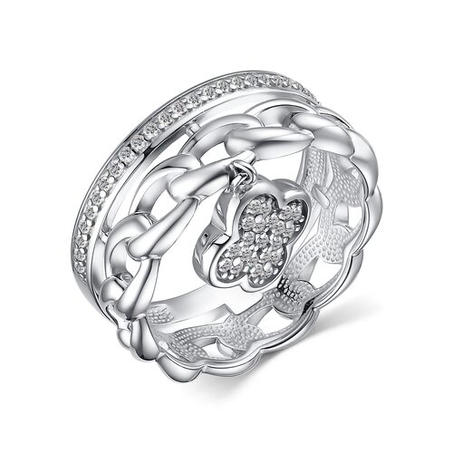 Кольцо "Клевер" с фианитами из серебра 925 пробы