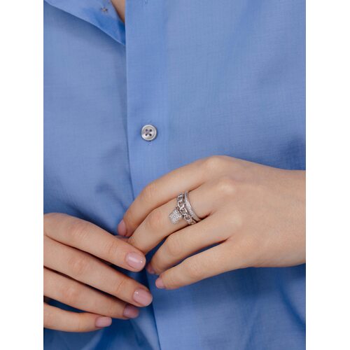 Кольцо "Клевер" с фианитами из серебра 925 пробы