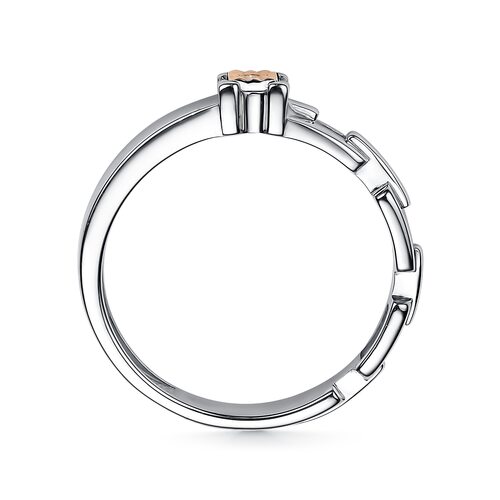 Кольцо с бриллиантом и золотой вставкой из серебра 925 пробы