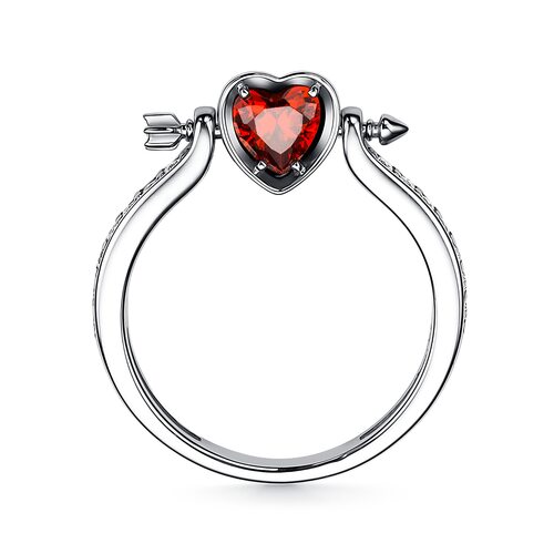 Кольцо "Сердце" с фианитами из серебра 925 пробы