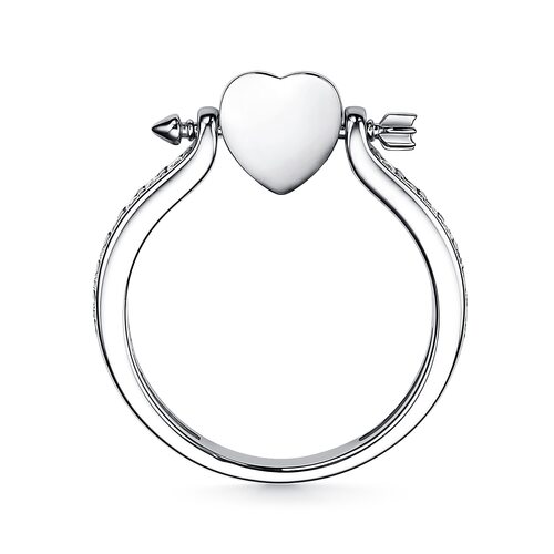 Кольцо "Сердце" с фианитами из серебра 925 пробы