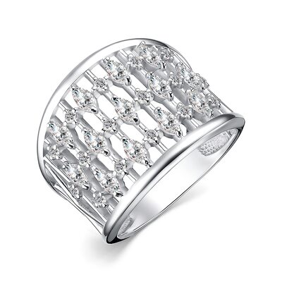 Кольцо с фианитами из серебра 925 пробы