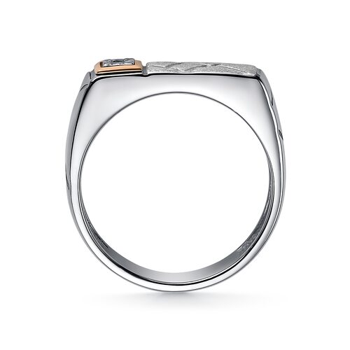 Кольцо с бриллиантом и золотой вставкой из серебра 925 пробы