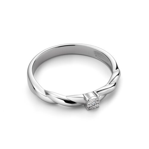 Кольцо с бриллиантом из серебра 925 пробы