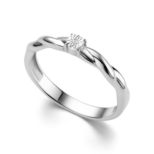 Кольцо с бриллиантом из серебра 925 пробы