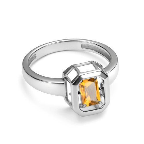 Кольцо с цитрином из серебра 925 пробы