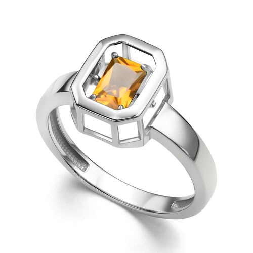 Кольцо с цитрином из серебра 925 пробы