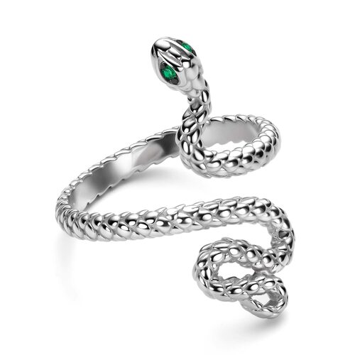 Кольцо "Змея" с фианитами из серебра 925 пробы