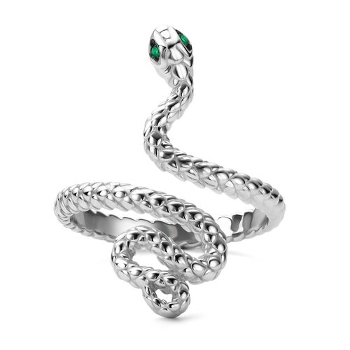 Кольцо "Змея" с фианитами из серебра 925 пробы