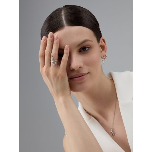 Кольцо "Змея" с фианитами из серебра 925 пробы