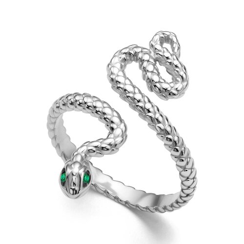 Кольцо "Змея" с фианитами из серебра 925 пробы