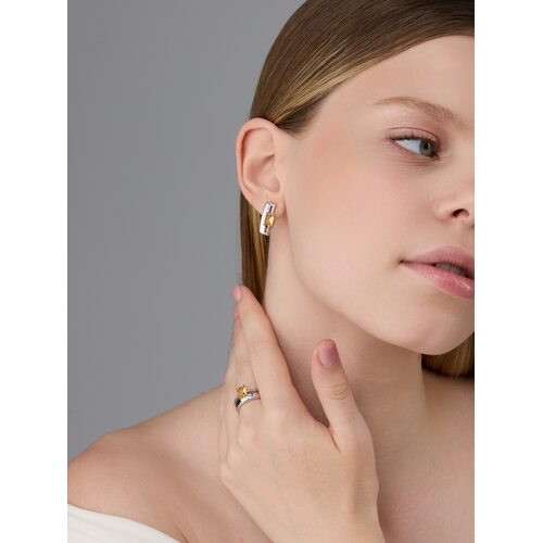 Кольцо с цитрином из серебра 925 пробы