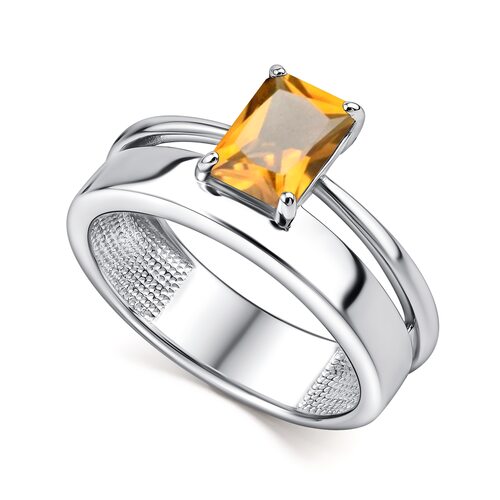 Кольцо с цитрином из серебра 925 пробы