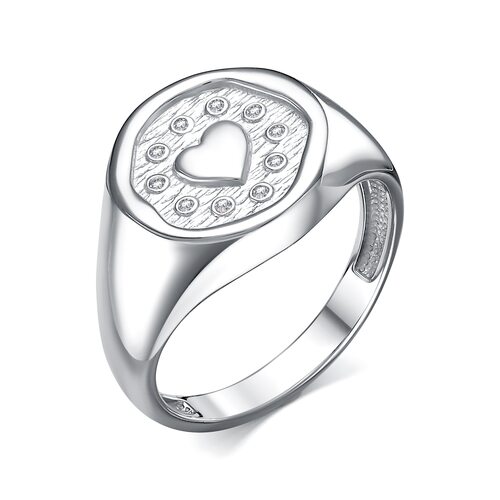 Кольцо "Сердце" с фианитами из серебра 925 пробы