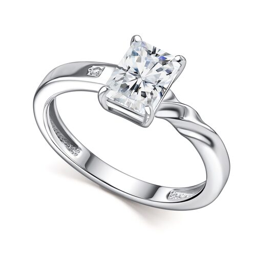 Кольцо с горным хрусталем и бриллиантом из серебра 925 пробы