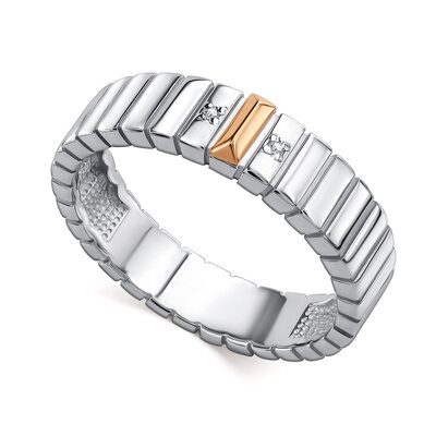 Кольцо с бриллиантами и золотой вставкой из серебра 925 пробы