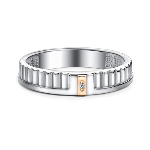 Кольцо с бриллиантом и золотой вставкой из серебра 925 пробы