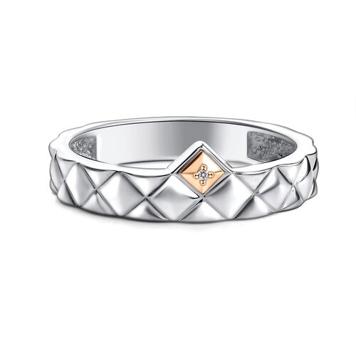 Кольцо с бриллиантом и золотой вставкой из серебра 925 пробы