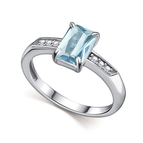 Кольцо с топазом и фианитами из серебра 925 пробы