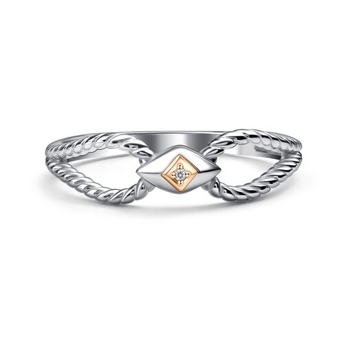 Кольцо с бриллиантом и золотой вставкой из серебра 925 пробы