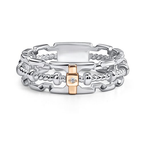 Кольцо с бриллиантом и золотой вставкой из серебра 925 пробы