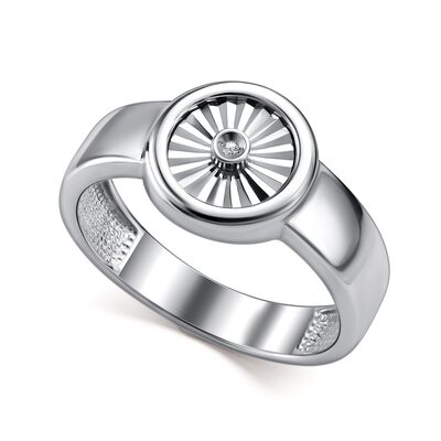 Кольцо с бриллиантом из серебра 925 пробы