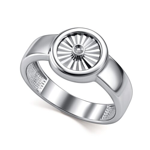 Кольцо с бриллиантом из серебра 925 пробы