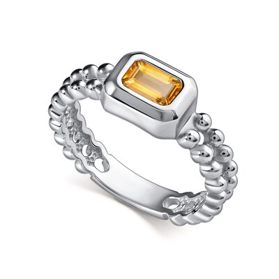 Кольцо с цитрином из серебра 925 пробы