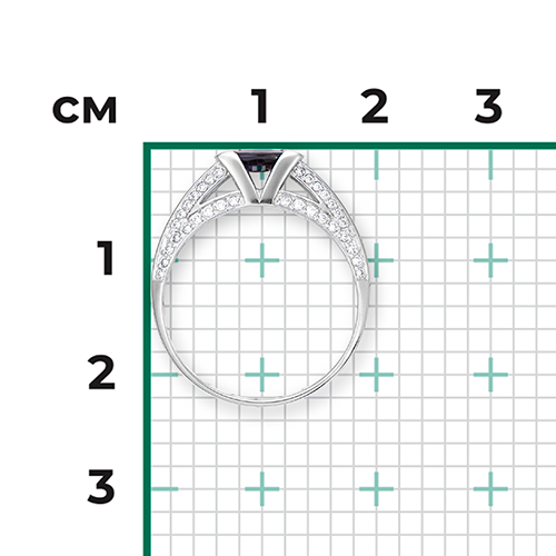 Кольцо с бриллиантами и сапфиром из белого золота 585 пробы