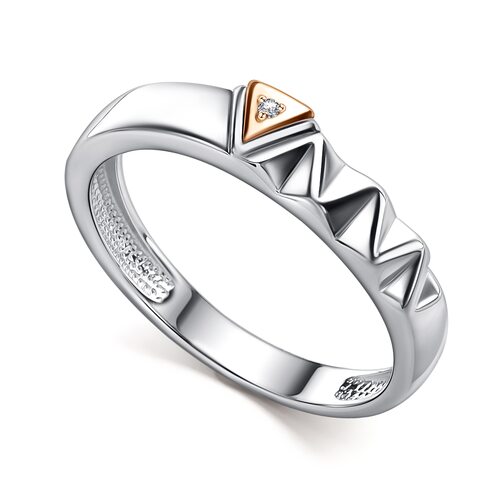 Кольцо с бриллиантом и золотой вставкой из серебра 925 пробы