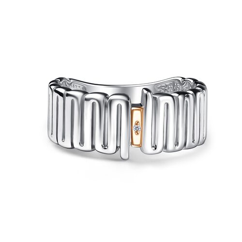 Кольцо с бриллиантом и золотой вставкой из серебра 925 пробы