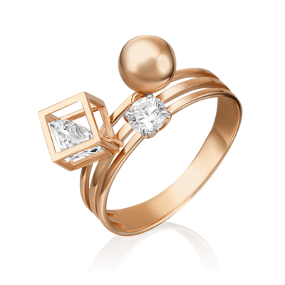 Кольцо с фианитами из золота 585 пробы