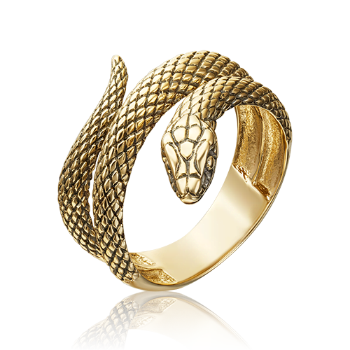 Кольцо "Змея" из желтого золота 585 пробы