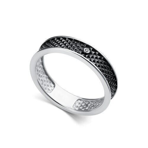 Кольцо с черным бриллиантом из серебра 925 пробы