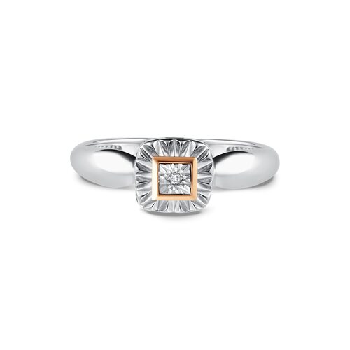 Кольцо с бриллиантом и золотой вставкой из серебра 925 пробы