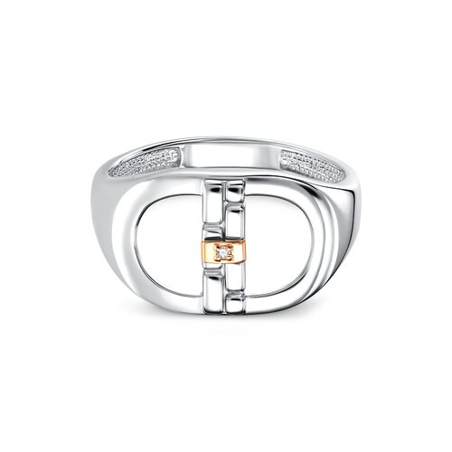 Кольцо с бриллиантом и золотой вставкой из серебра 925 пробы