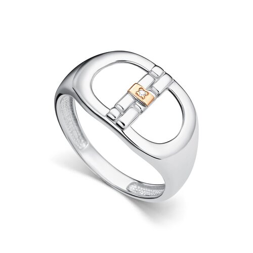 Кольцо с бриллиантом и золотой вставкой из серебра 925 пробы