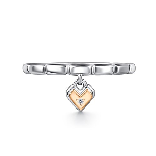 Кольцо с бриллиантом и золотой вставкой из серебра 925 пробы