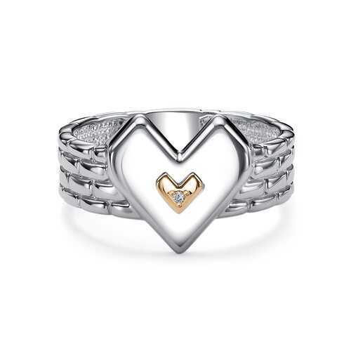 Кольцо с бриллиантом и золотой вставкой из серебра 925 пробы