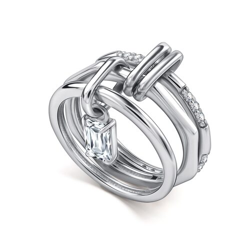 Кольцо с фианитами из серебра 925 пробы