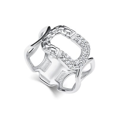 Кольцо с фианитами из серебра 925 пробы