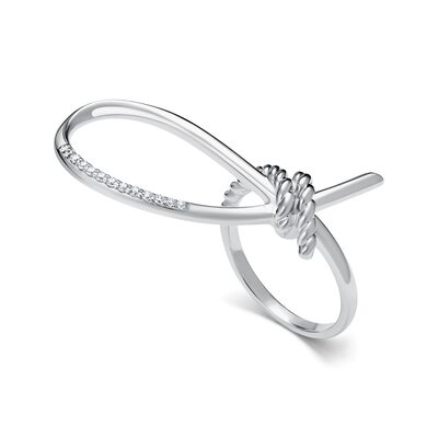 Кольцо "Узел" с фианитами из серебра 925 пробы