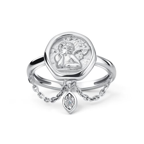 Кольцо "Ангел" с бриллиантом из серебра 925 пробы