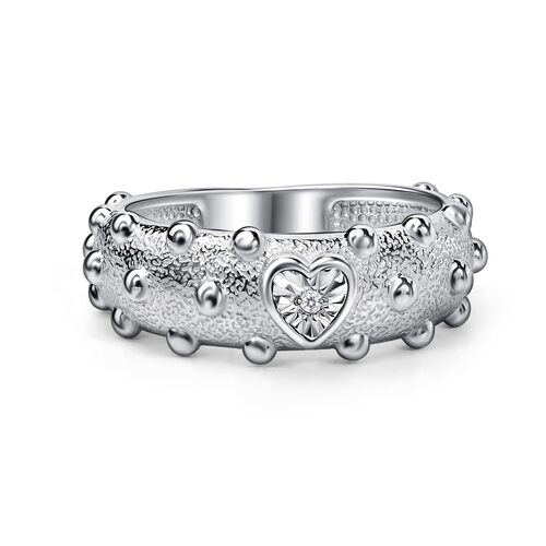 Кольцо "Сердце" с бриллиантом из серебра 925 пробы