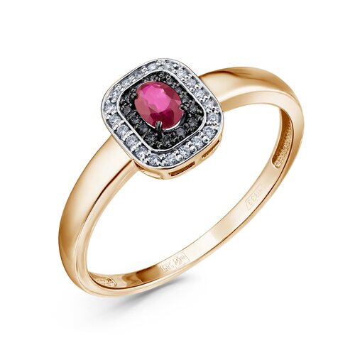 Кольцо с рубином и бриллиантами из золота 585 пробы